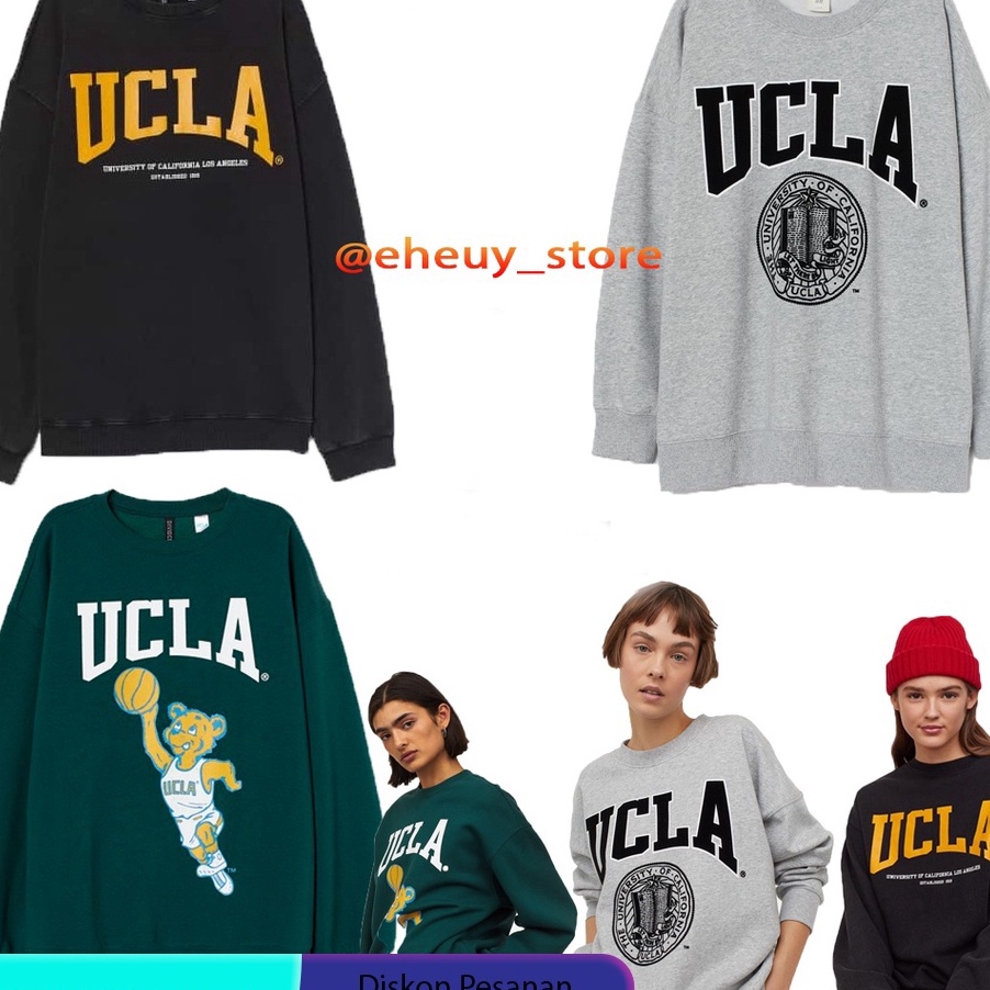 DZQJ0158 ✔✔SALE✔✔  Crewneck H*M Ucla Original Crewneck UCLA HnM Sweater ucla hitam hijau abu abu cre