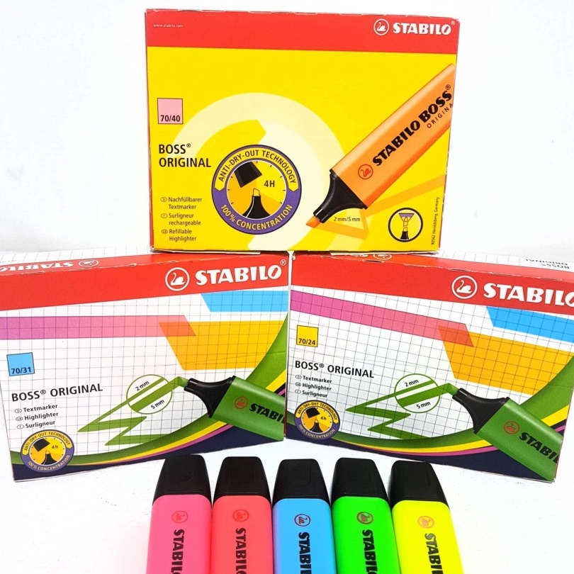 

Stok Banyak Stabilo/Highlighter BOSS Warna PINK/HIJAU/KUNING/ORANGE/BIRU Diskon Promo