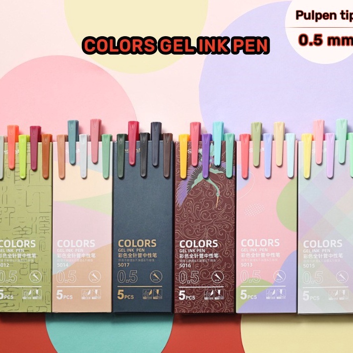 

☇✯✱ 5 pcs/set Pulpen tinta gel ink lucu Marker pen 0.5mm journal vintage Bullpoin retro macaron morandi Alat tulis warna warni Pena sekolah kantor pelajar Anak untuk diary jurnal Scrapbook