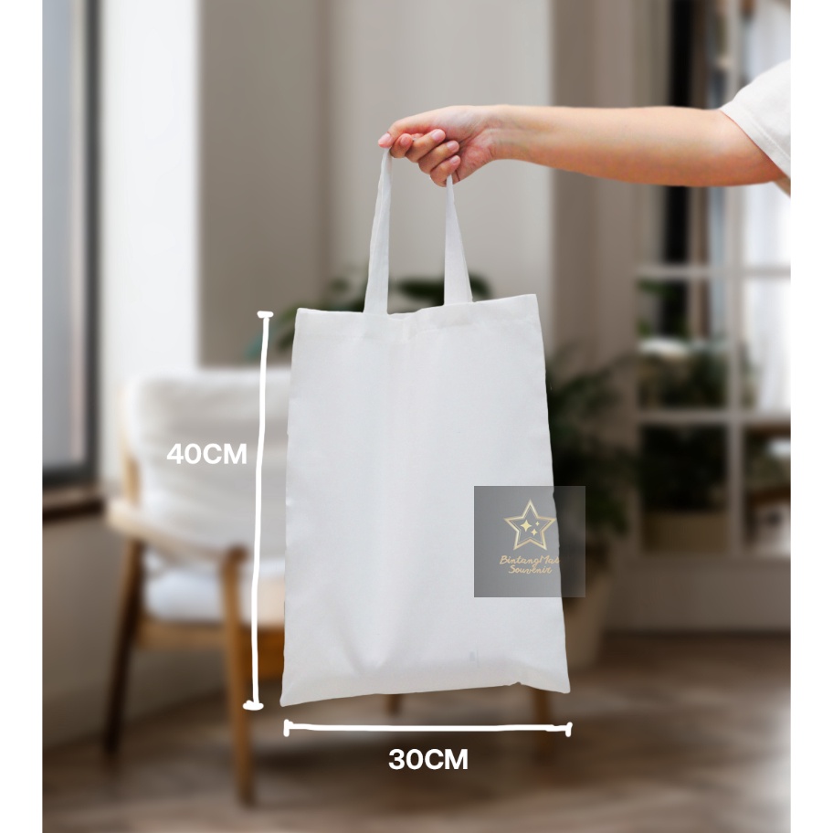 Terkini Tas totebag wanita bahan blacu putih polos murah grosir ukuran 30x40 Jual