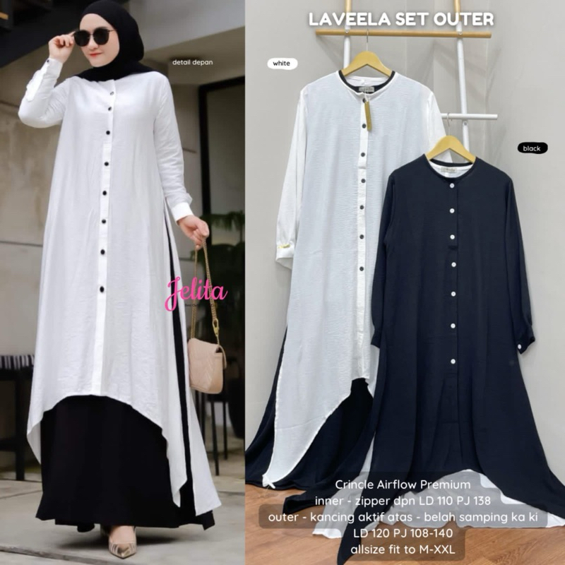 ZS Laveela Dress Set Outer / Setelan Dress Outer Crinkle Polos