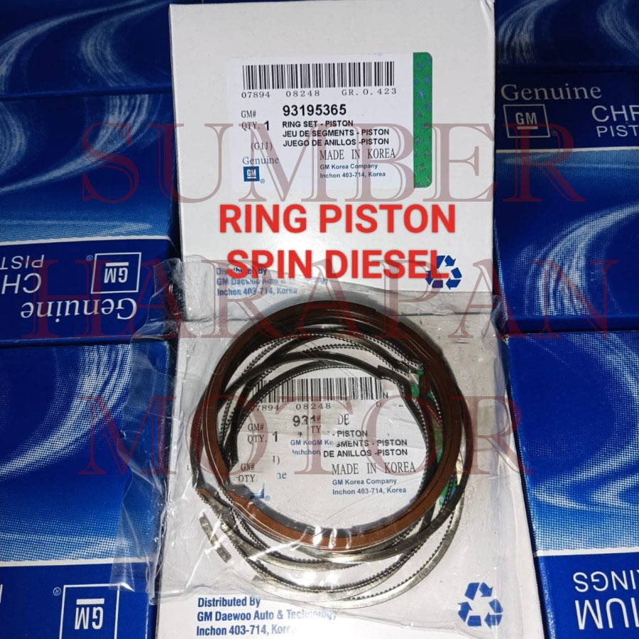Ring piston seher chevrolet Spin diesel size STD STANDAR 1set OEM