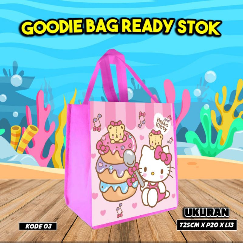

{LANCAR 10Pcs} tas kantong makanan snacks/goodie bag karakter hello kitty katalog 03/tas ultah/kantong