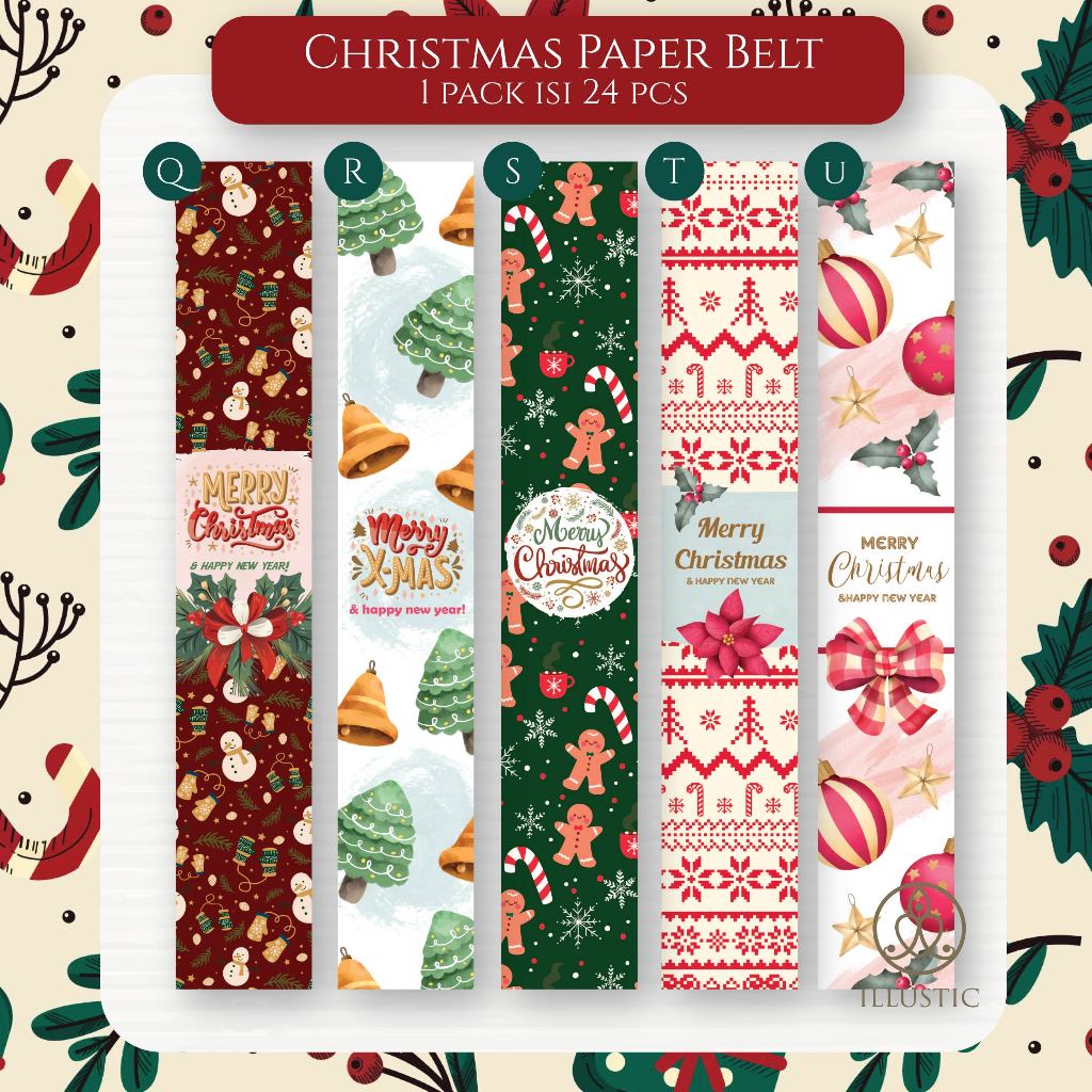 Evrydaygift Paper Belt Christmas, Paper Belt Natal, Dekorasi Kue Dan Hampers Natal (24 Pcs)