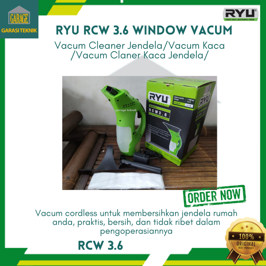 RYU RCW 3.6 window vacum/VACUM CLEANER JENDELA/VACUM KACA/VACUM CLEANER KACA/VACUM CLEANER KACA JEND