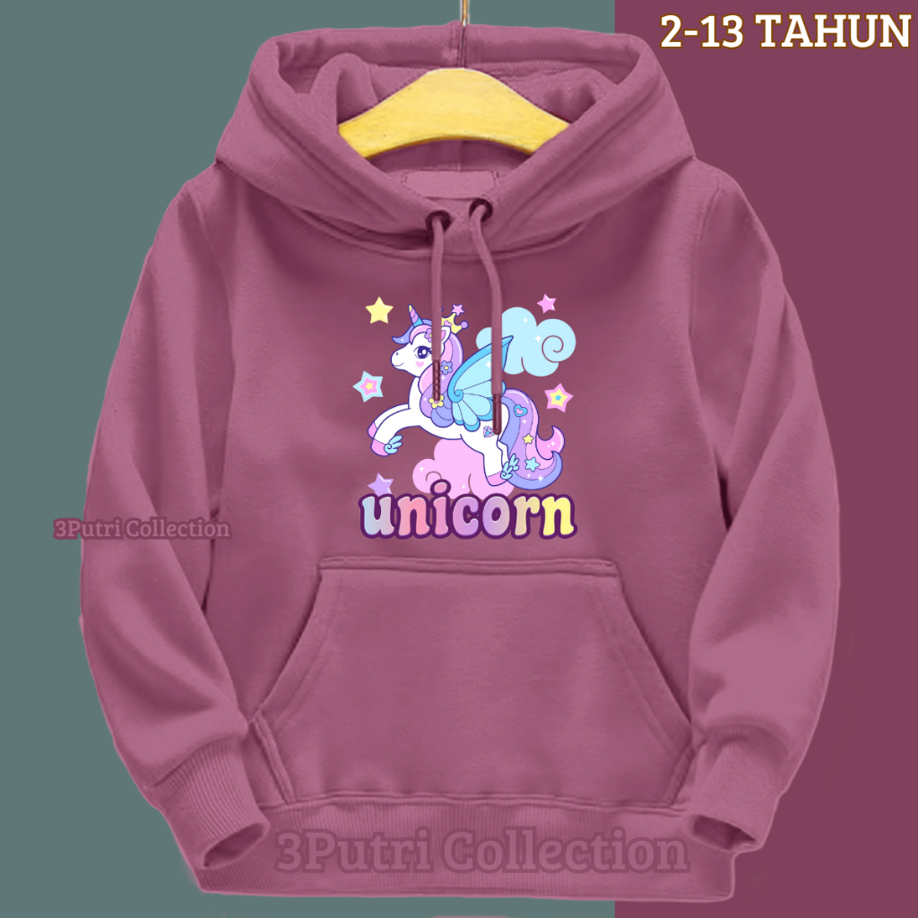 Hoodie UNICORN Anak Perempuan Umur 2 3 4 5 6 7 8 9 10 11 12 13 Tahun Sweater Hodie Anak Cewek Lucu