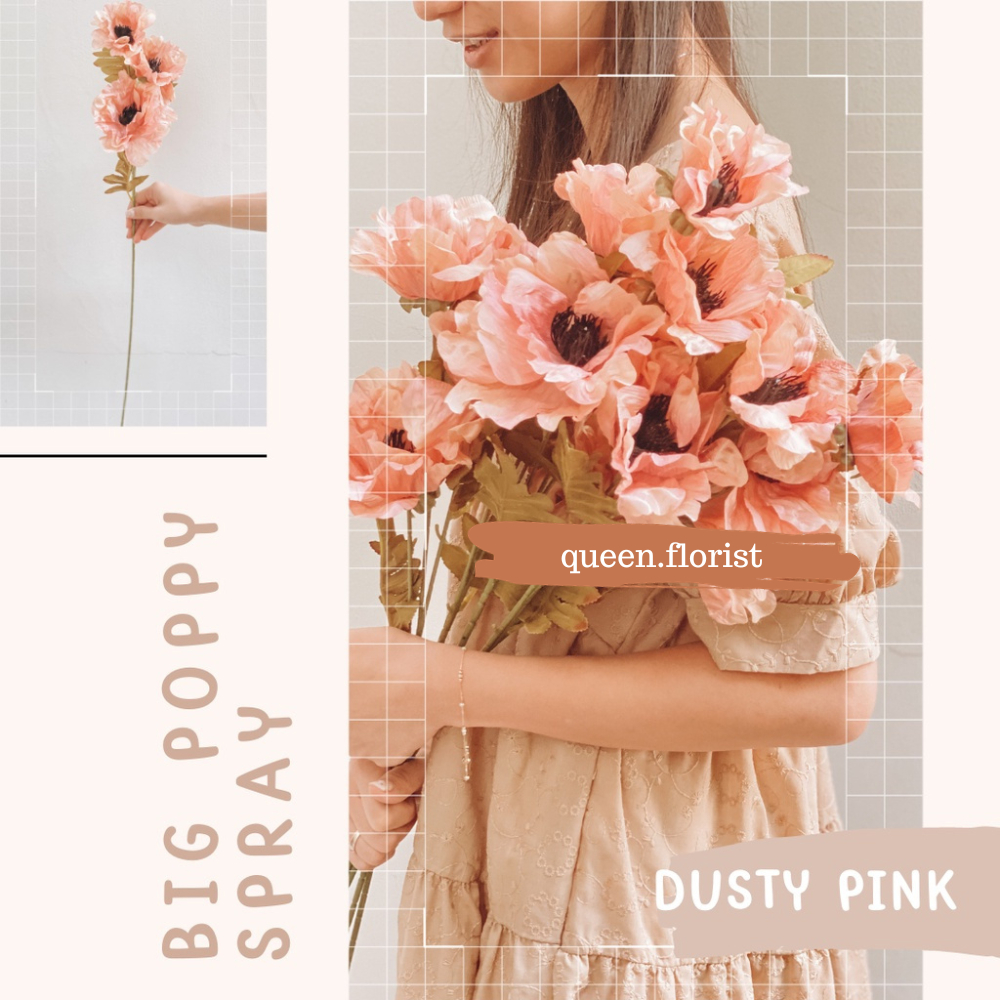 BIG POPPY FLOWER SPRAY BUNGA POPPY ARTIFICIAL FLOWER BUNGA CORN POPPY PALSU BUNGA HIAS BUKET DEKORAS