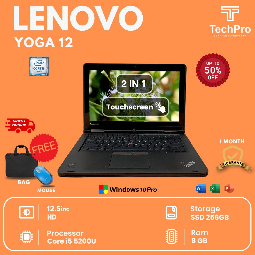 LAPTOP LENOVO YOGA 12 TOUCHSCREEN CI5 GEN 5 RAM 8 SSD 256