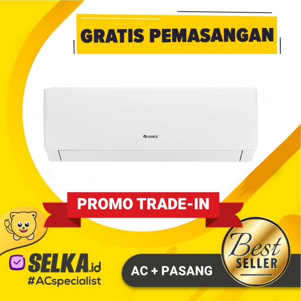 AC GREE GWC-05MOO5S + PASANG / 05 MOO5S AC SPLIT 1/2 PK STANDARD
