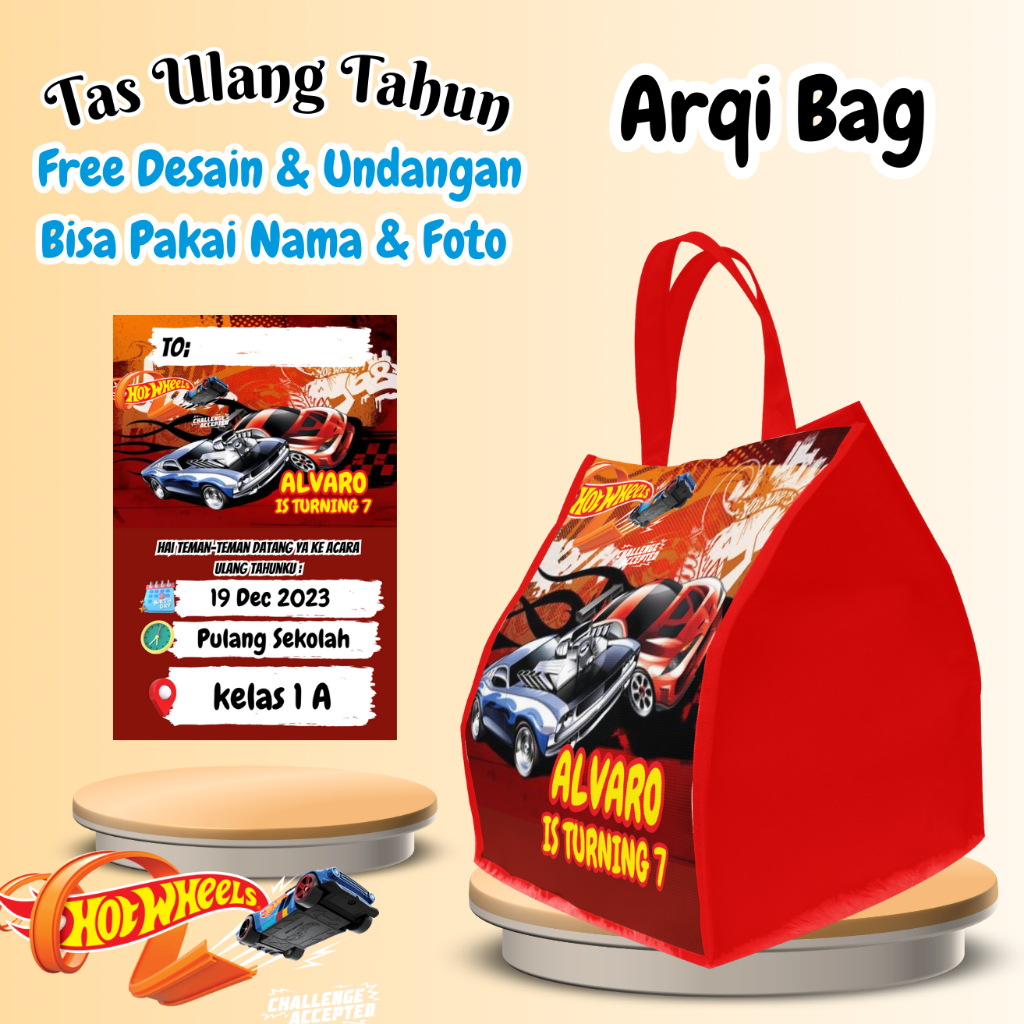 

50 Tas Free Undangan Ulang Tahun Anak Bisa Custom Goodiebag Murah Muat Box Bento