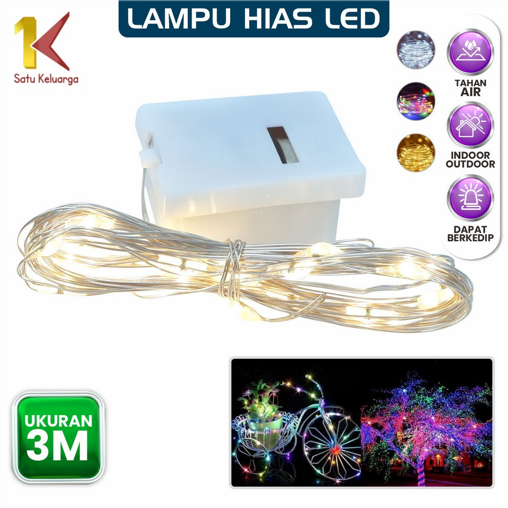 Satu Keluarga Tumblr Light Led Lampu Kawat Mini Ukuran 3METER C942 Lampu Hias Bucket Dekorasi Indoor