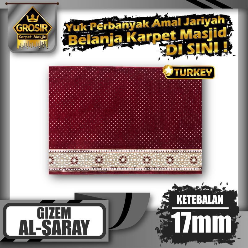 Karpet Masjid Turki Gizem Al Saray Tebal 17mm Meteran / Karpet Sajadah / Karpet Mushola