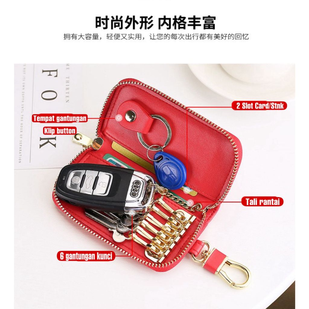 Keychain Dompet Stnk Mobil Motor Leather Brand 3D Bee Gantungan Kunci Key Chain Sarung Wallet Fashio