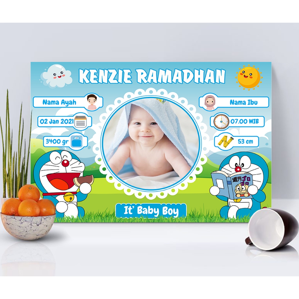 biodata bayi custom Hiasan dinding biodata bayi biodata bayi cowo biodata bayi cewe kado lahiran kad