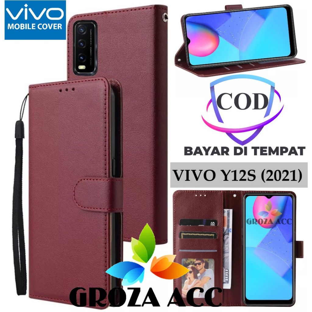 Flip Case VIVO Y12S 2021 Case Wallet Kulit Casing Dompet Case Wallet Leather Flip Case VIVO Y12S 202