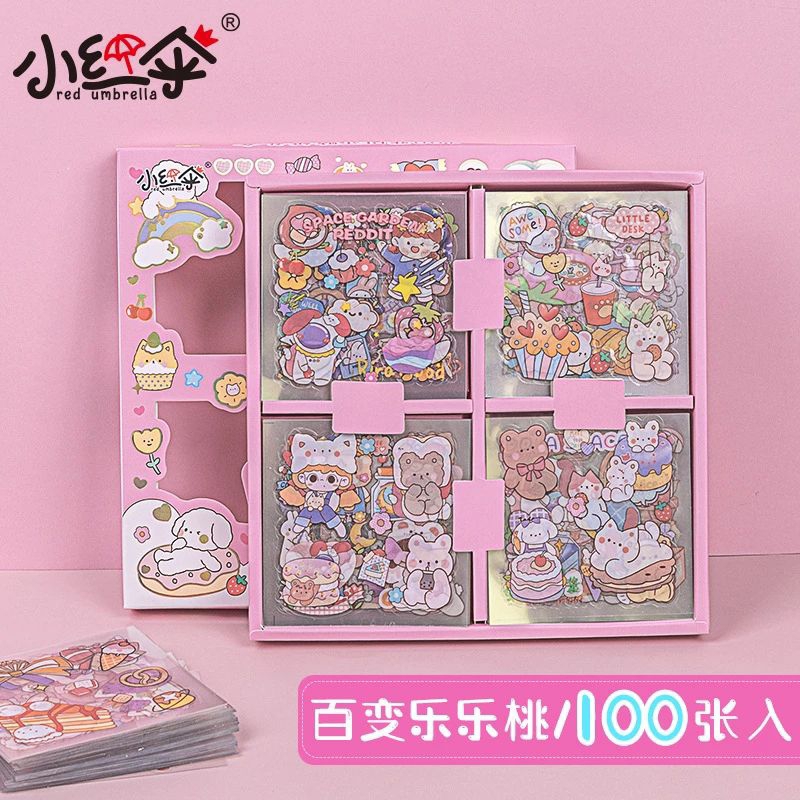 

COD Isi 100 pcs Stiker Free Box Sticker Kartun cute korea 2D Stiker DIY Jurnal Scrapbook untuk case hp laptop binder botol minum waterproof