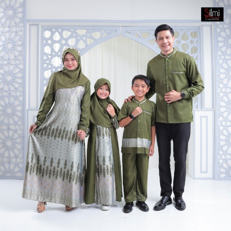 SARIMBIT NBRS 2024 INARA IVAN FAMILY VERDANT GREEN SERAGAM KELUARGA GAMIS IBU SET HIJAB ANAK PEREMPU