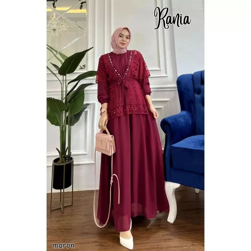 Dress Wanita Set Inner Dan Outer Brukat Gamis Premium Gamis Pesta Mewah Elegan Gamis Ceruty Babydoll Aplikasi Mutiara Azura Dress Gamis Terbaru 2023 Lebaran Wanita Baju Wanita Kondagan Kekinian