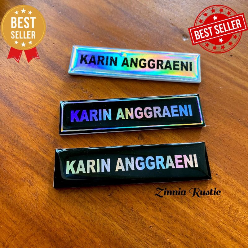 

Nametag hologram nama dada akrilik nametag resin nametag custom