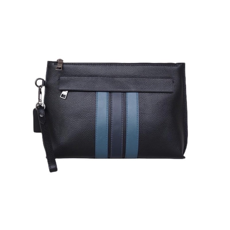 [ORIGINAL 100%] Coach Men 31514 Carryall Pouch Full Leather With Varsity Stripe