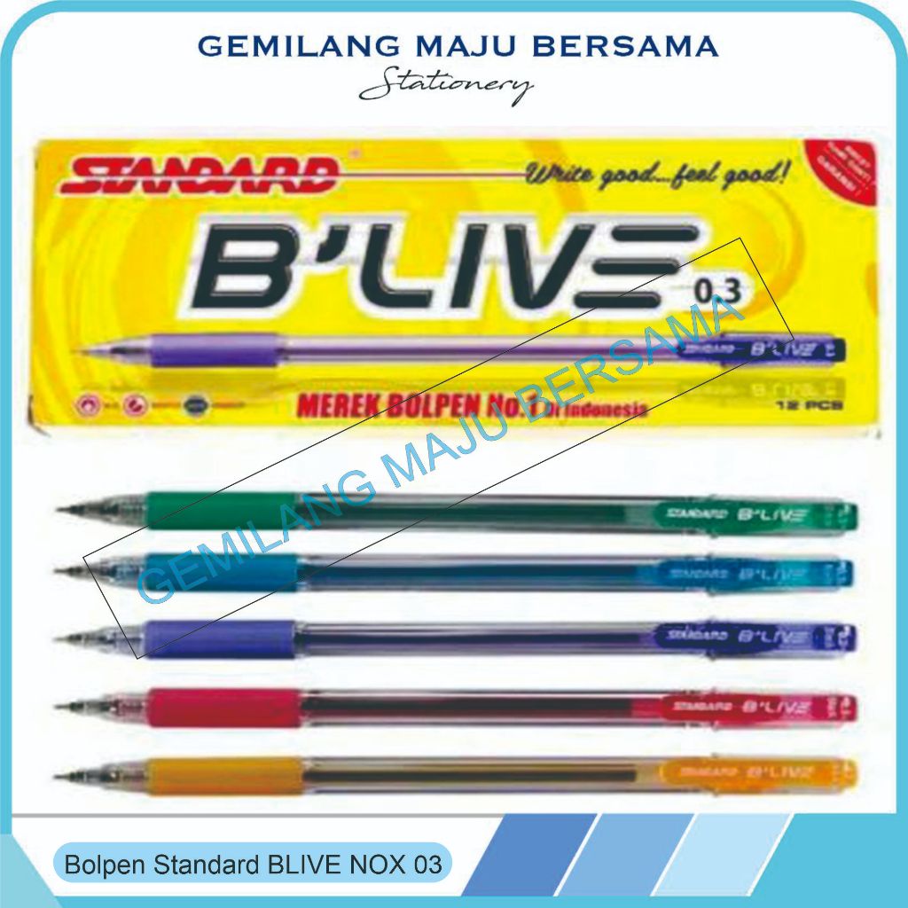 

Bolpen Standard B'Live NOX 03 (Harga Per Lsn = 12 buah)