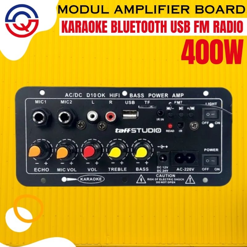 Modul Amplifier Board Audio Bluetooth USB FM Subwoofer DIY 400W - Modul Bluetooth Karaoke - Black