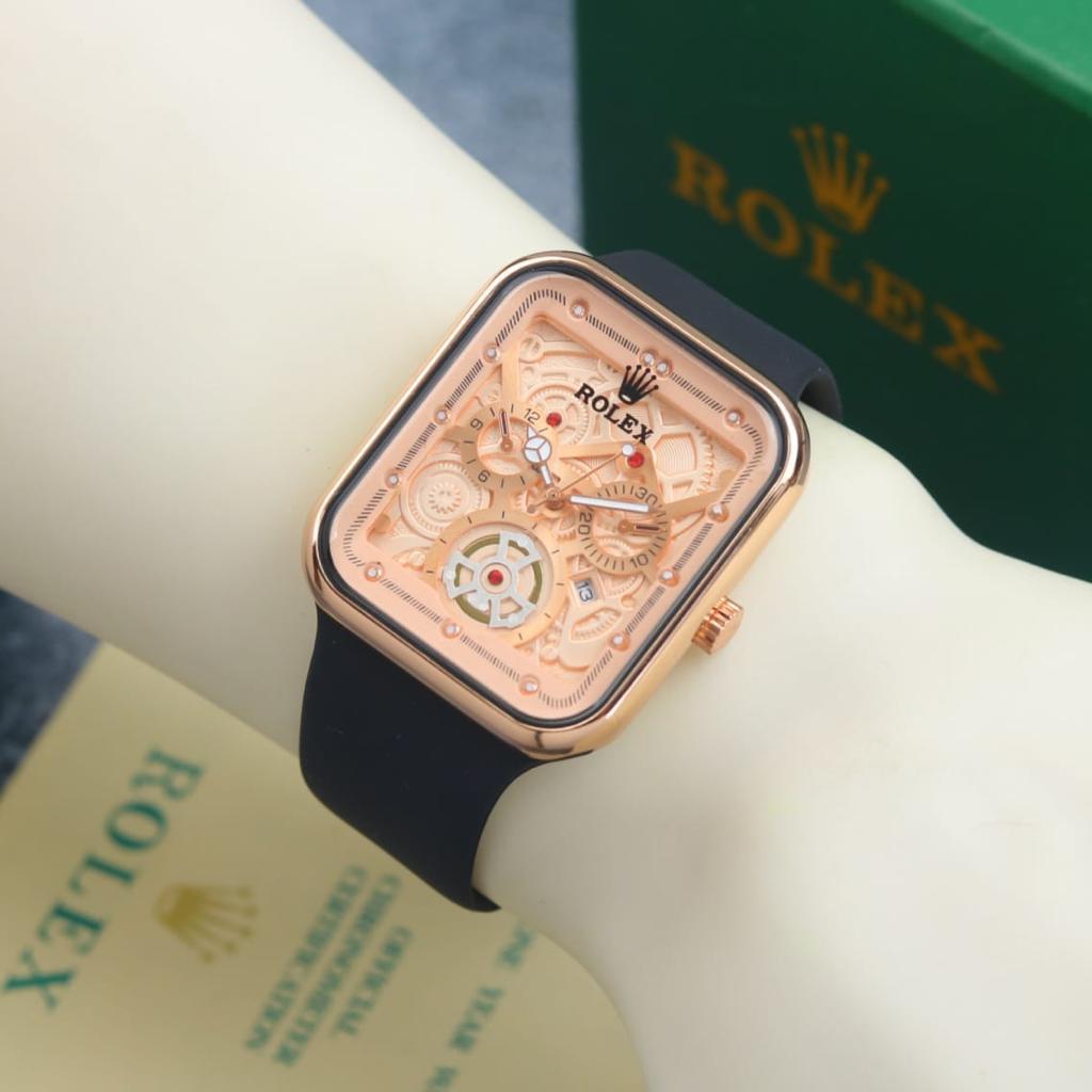 Jam Tangan Wanita Rolex Analog Tali Rubber 001 - Free Box Rolex