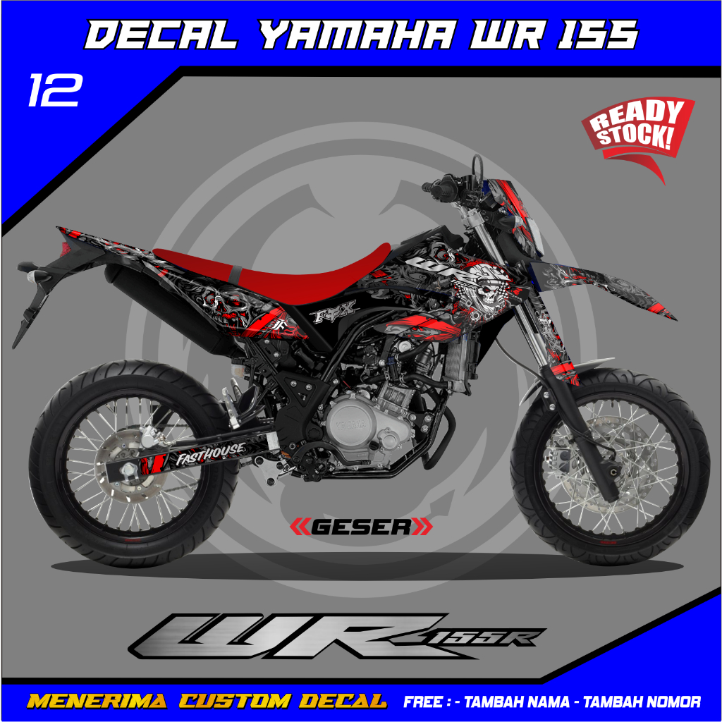 Sticker Dekal Yamaha Wr 155 Supermoto Merah