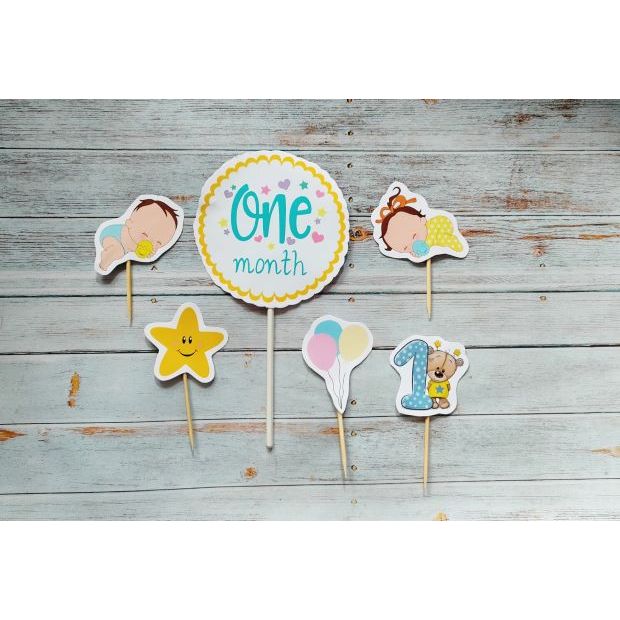 cake topper hiasan kue tema  edisi Anak Bayi 1 bulan / One Month Old