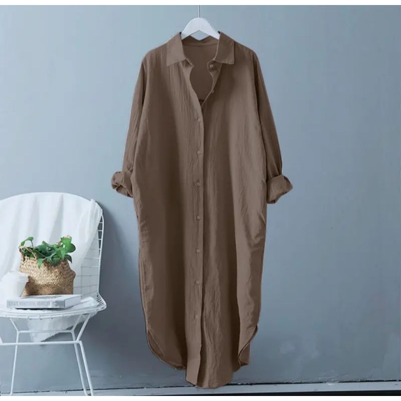 Tunik Jumbo Crinkle Airflow Premium-Kemeja Tunik Korea LD 122