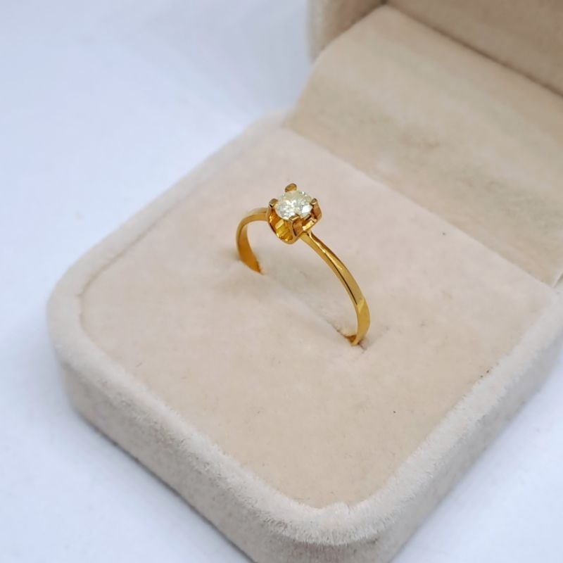 Cincin Emas Wanita Berlian Eropa Asli Mata Satu Free Memo