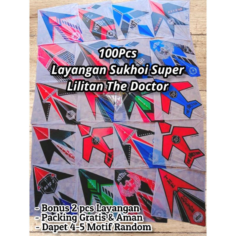 100Pcs Layangan Sukhoi Super Lilitan APUS The doctor Banyak Motif Dan Manuver Mantap