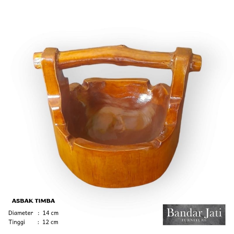 Asbak Kayu Jati Motif Timba