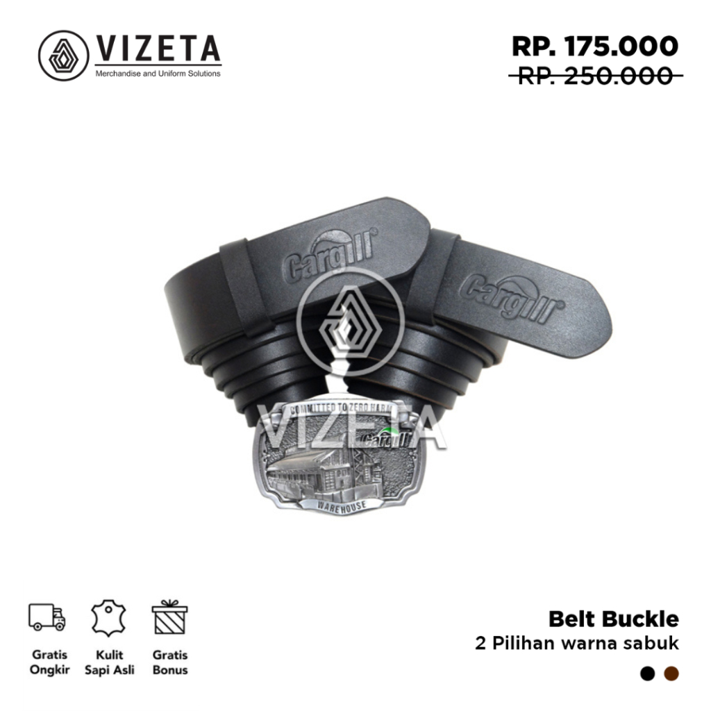 Sabuk Tambang Cargil Ikat Pinggang Pria Bahan Kulit Asli Aksesories Pria Termurah by Vizeta