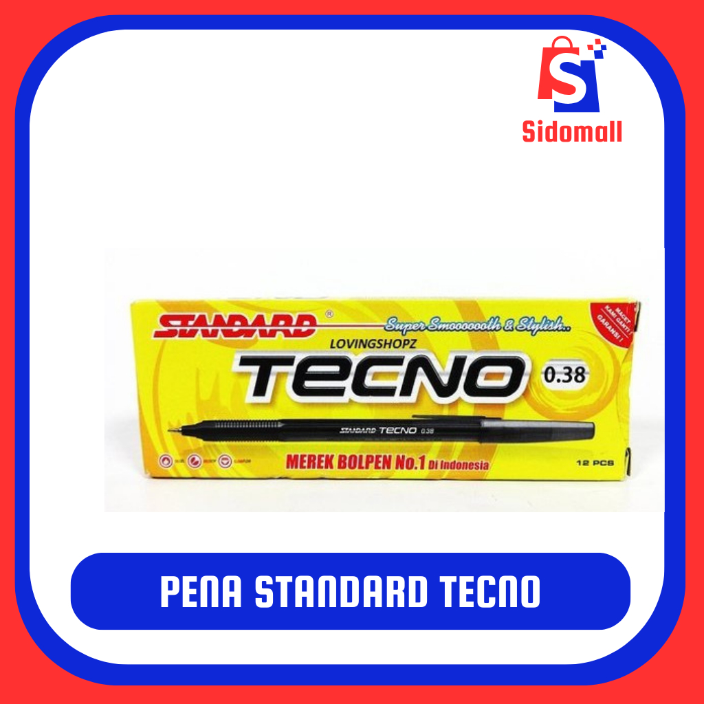 

Standard Tecno Pena Bolpen Pulpen 0.38mm Hitam | Biru | Merah [ Per kotak ( 12 pcs )]