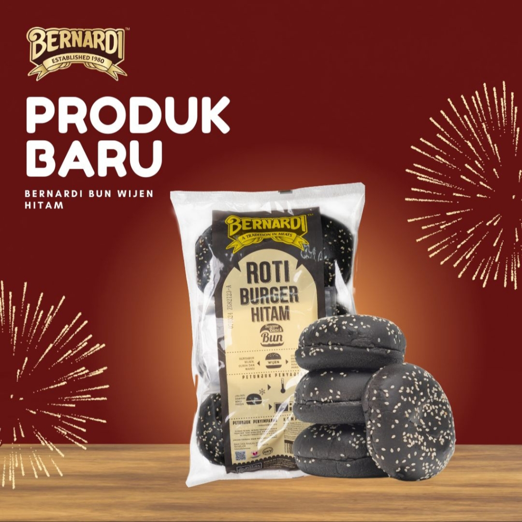 

Bernardi black burger Bun wijen roti hitam