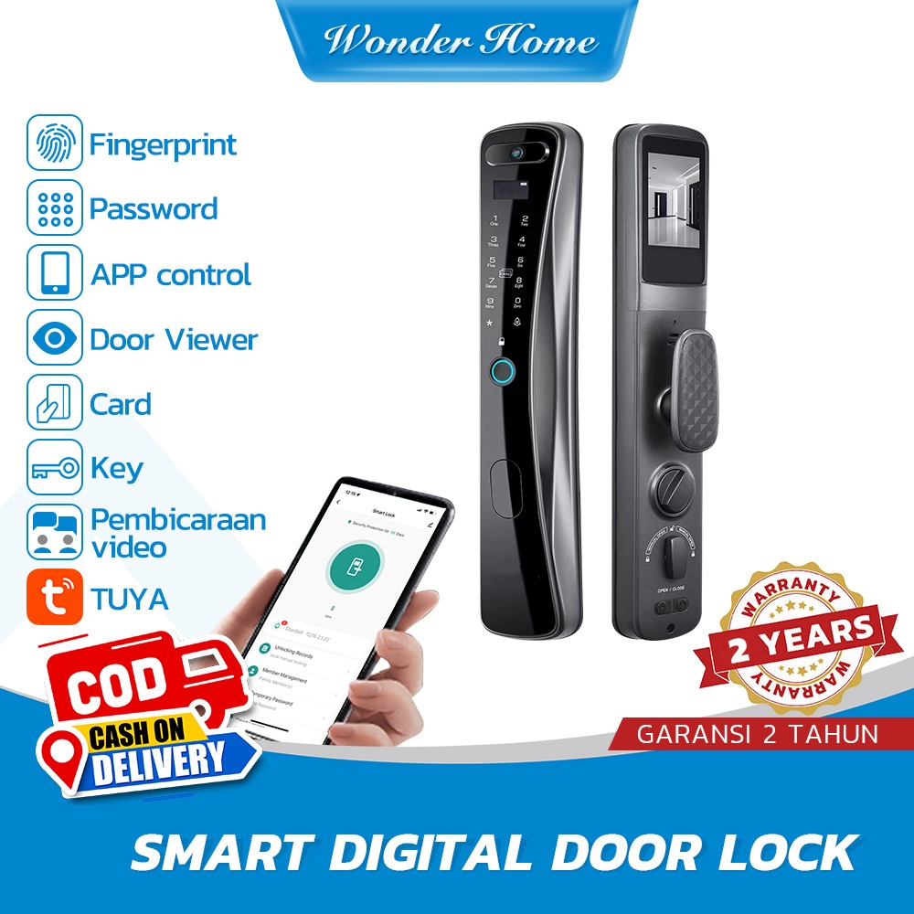 Kunci Pintu Digital Rumah Kunci Pintu Sidik Jari dengan Kamera Viewer KL-828