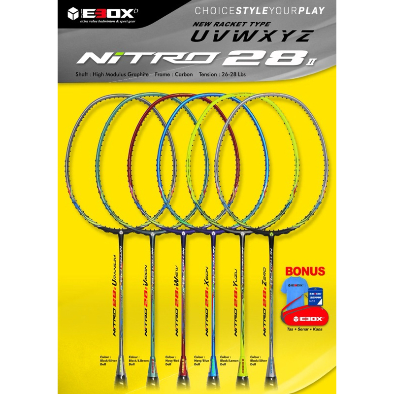 RAKET BULUTANGKIS EBOX NITRO 28 KOMPLIT