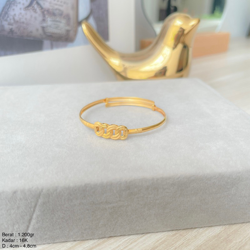 Perhiasan Gelang Emas Ongsrot Bayi Model Rantai 16k / 700