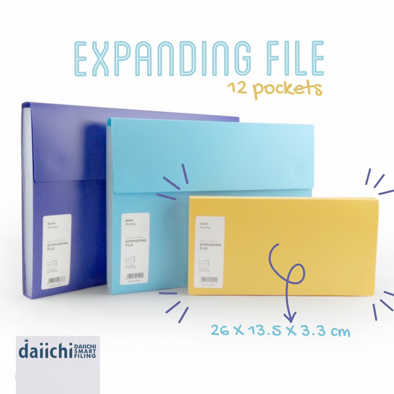 

DAIICHI EXPANDING FILE CS-12 | DPR13CS | 12 POCKETS | BILL SIZE