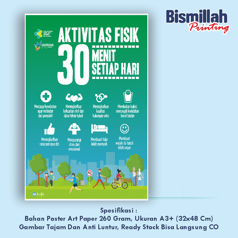 

Poster Kesehatan Aktivitas Fisik 30 Menit Setiap Hari