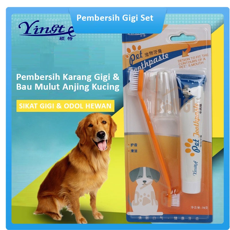 Sikat Gigi dan Odol Set Pembersih Karang Gigi dan Bau Mulut Anjing Kucing - Sikat Gigi Kucing dan Od
