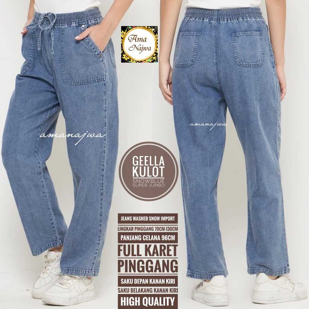 geella kulot jeans lp 70 -130 celana clana pant pants bawahan jean jins jens jumbo pinggang karet pe