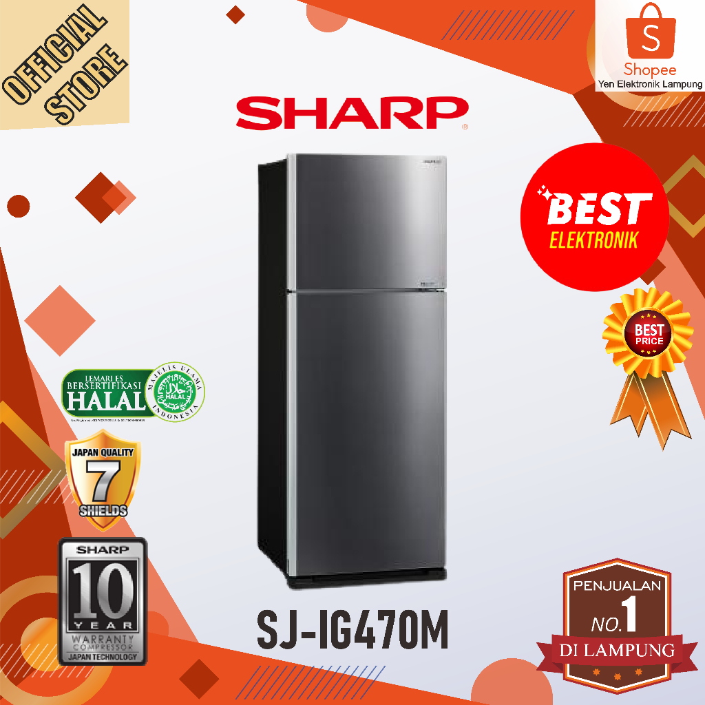 SHARP SJ IG470M Kulkas 2 Pintu Grand Vetro Series 397L Plasmacluster