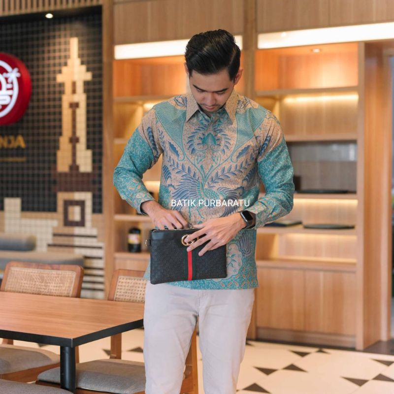 batik laki laki bahan doby premium warna biru cream batik anak muda batik dewasa batik pria batik ma