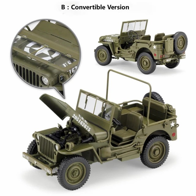 Die Cast Mobil Jeep Willys MB 1941 Original Welly Skala 1:18 Open Top