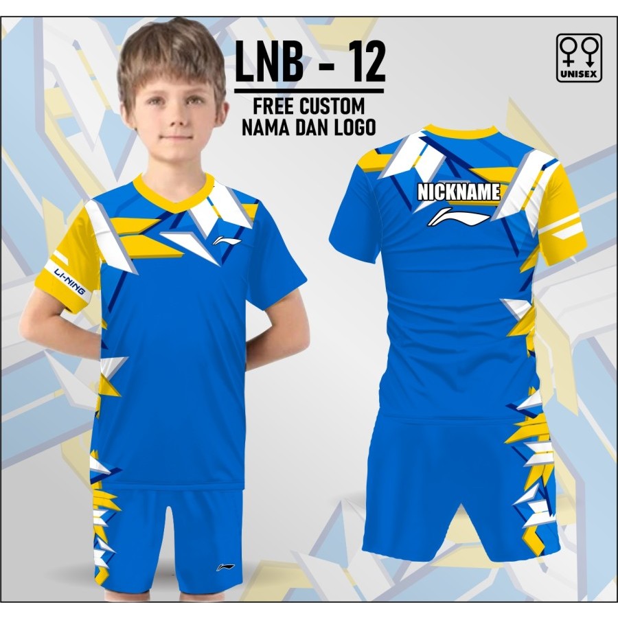 Setelan jersey badminton baju lining kaos bulutangkis anak