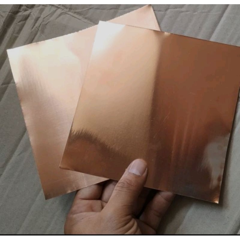lembaran plat tembaga murni ukuran 17cm×17cm tebal 0,2mm