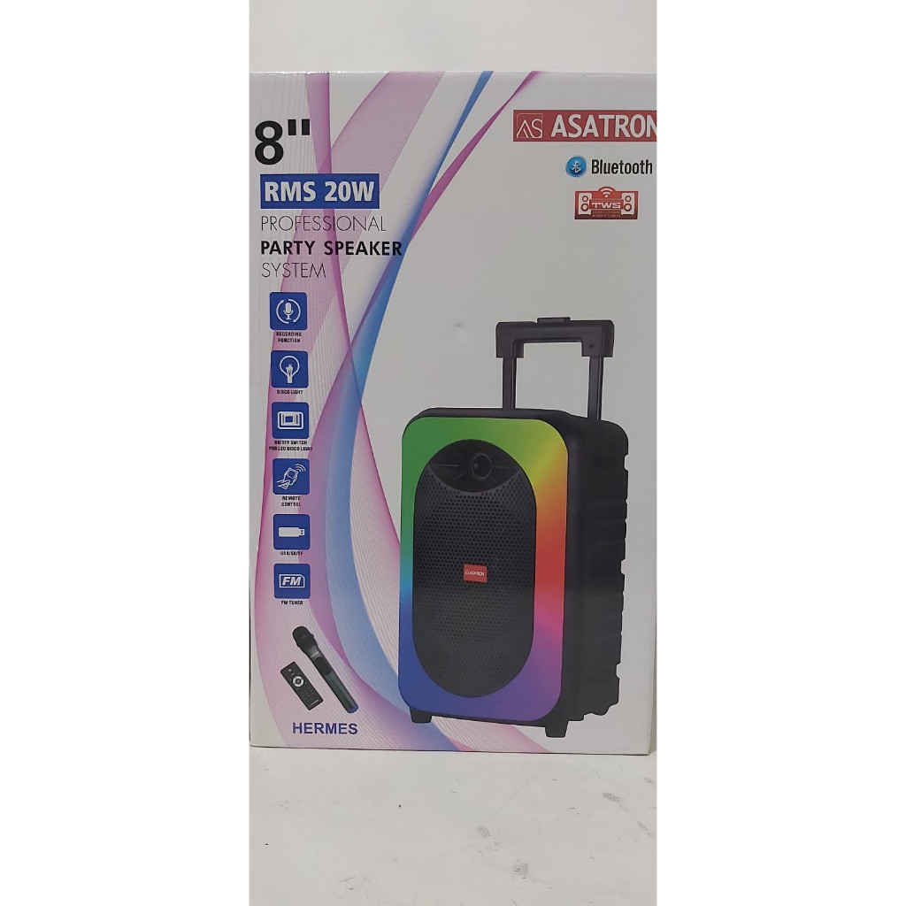 Speaker Portable ASATRON HERMES 8" + Mic Wireless