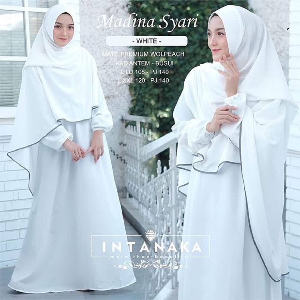 Terbaru Madina Syari Set Hijab Jumbo / Baju Gamis Syari Plus Jilbab Ori Terbaru 2023 M L XL XXL 3XL 